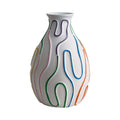 Decorative Ceramic Vase with Colorful Abstract Stripe Pattern