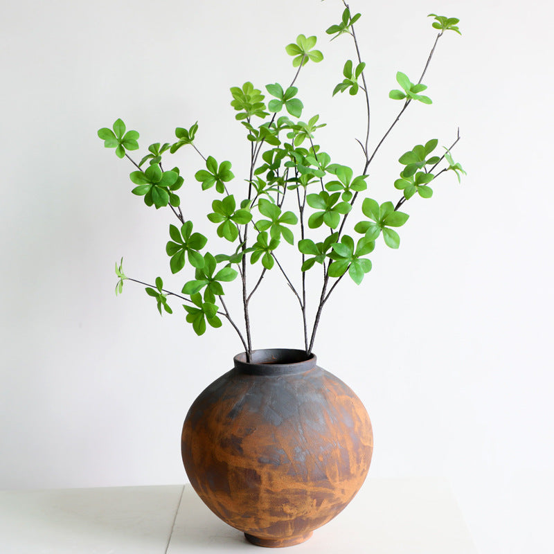 Wabi-Sabi Style Round Ceramic Flower Vase