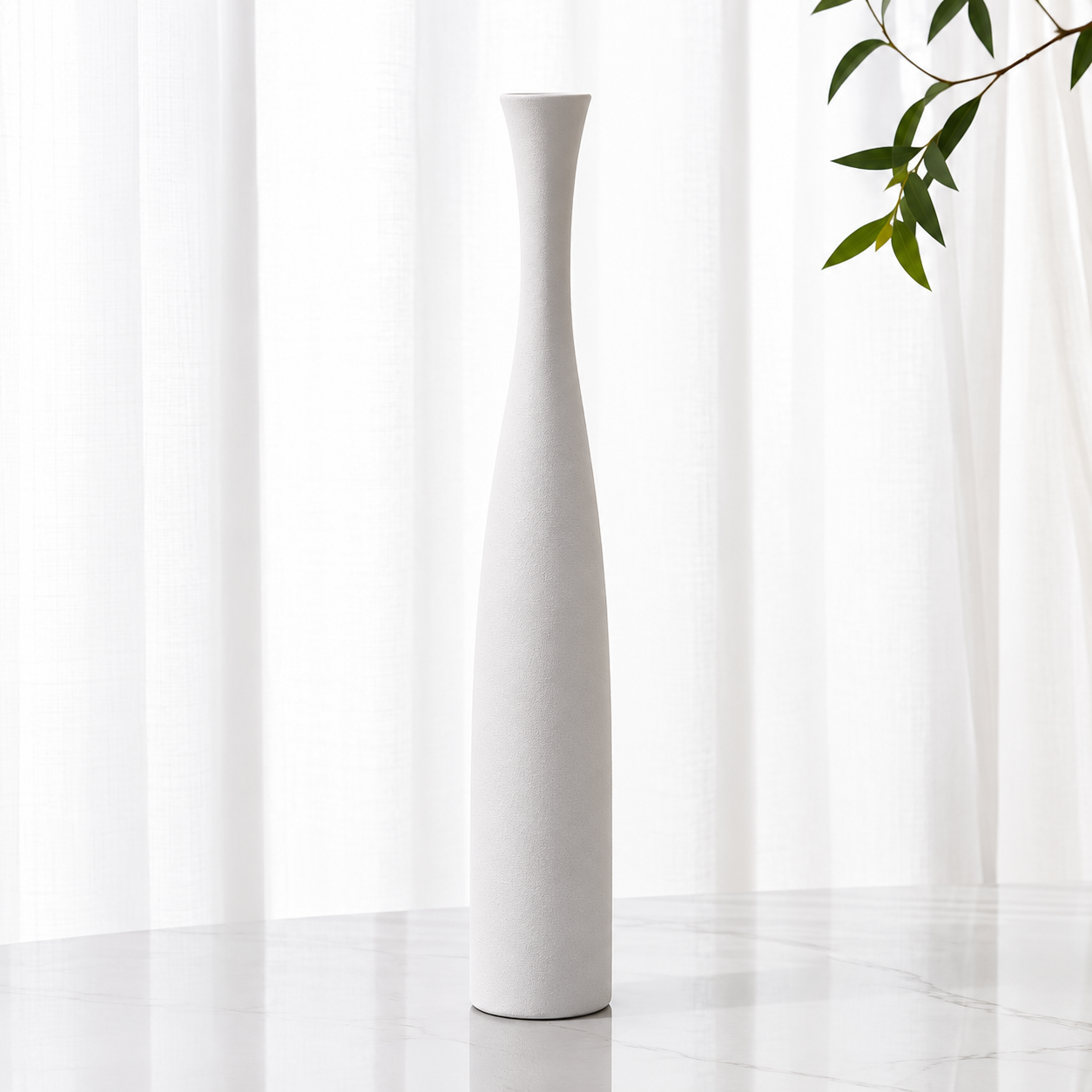 Minimalist Ceramic Floor Vase with Narrow Neck