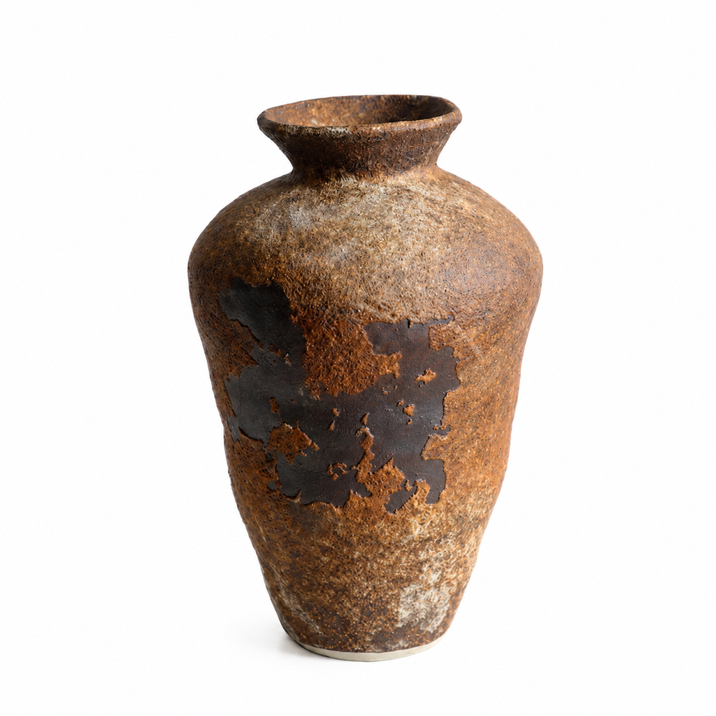 Wabi-Sabi Inspired Brown Ceramic Decorative Vase