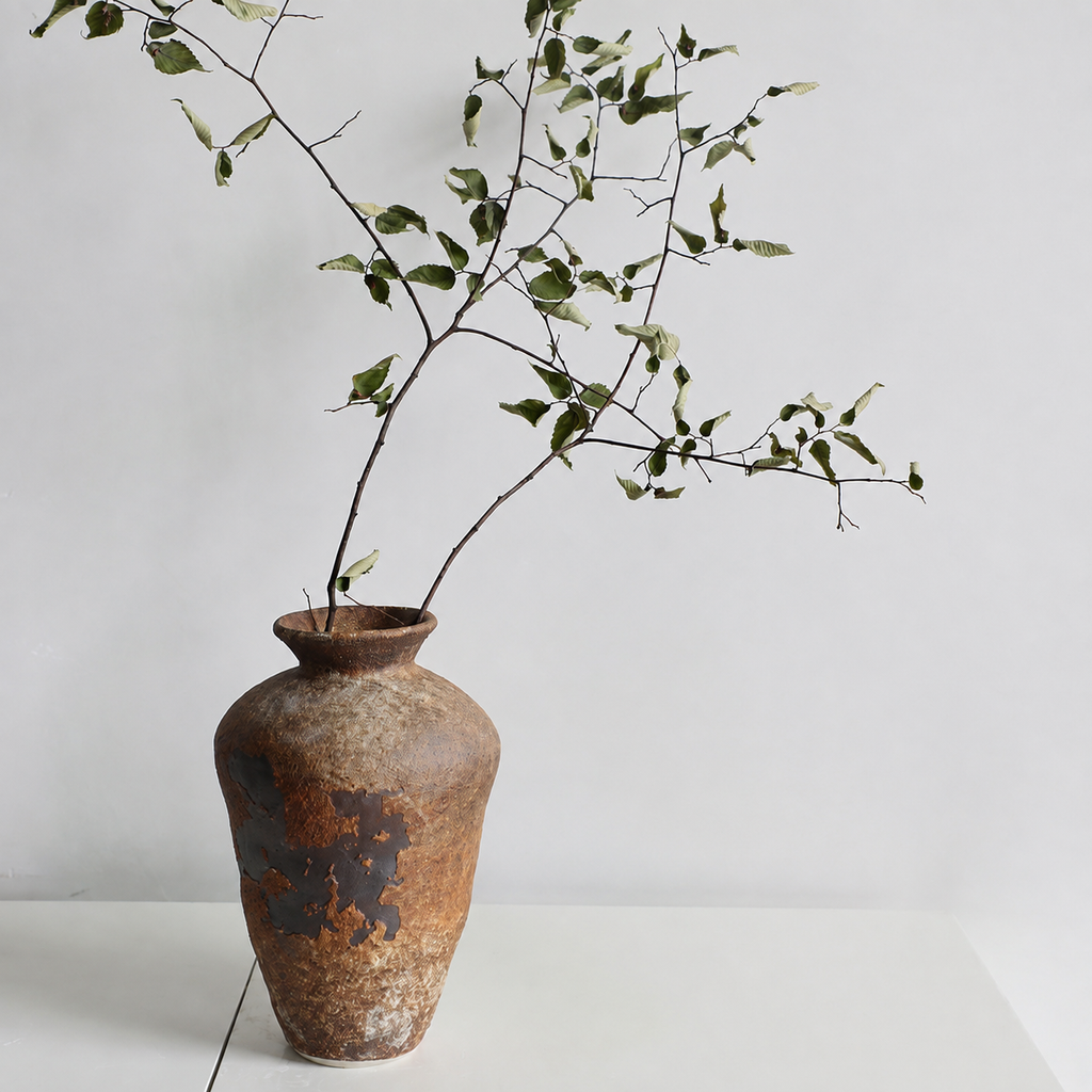 Wabi-Sabi Inspired Brown Ceramic Decorative Vase