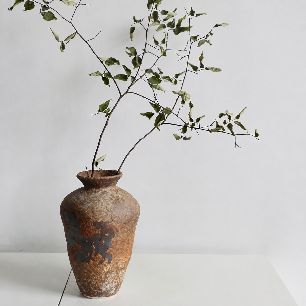 Wabi-Sabi Inspired Brown Ceramic Decorative Vase