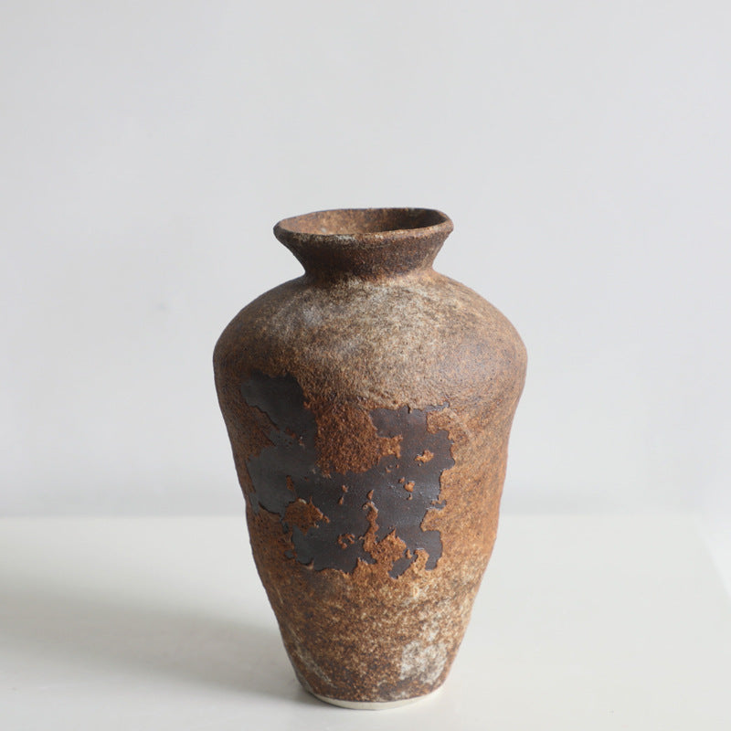 Wabi-Sabi Inspired Brown Ceramic Decorative Vase