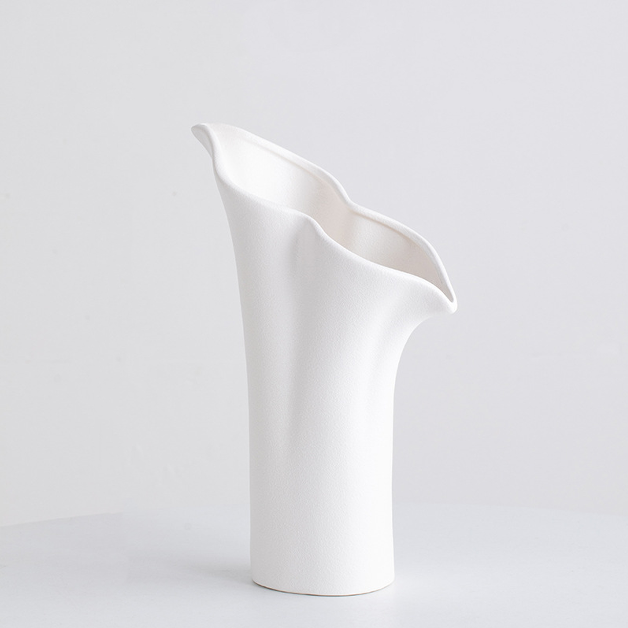 Contemporary Ceramic Vase with Wavy Opening