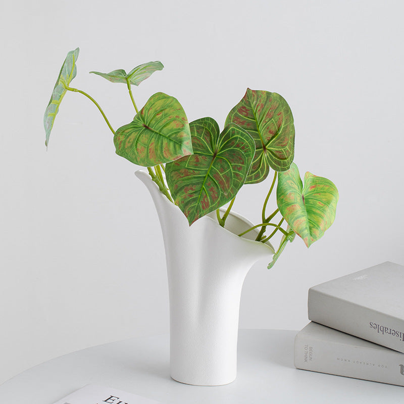 Contemporary Ceramic Vase with Wavy Opening