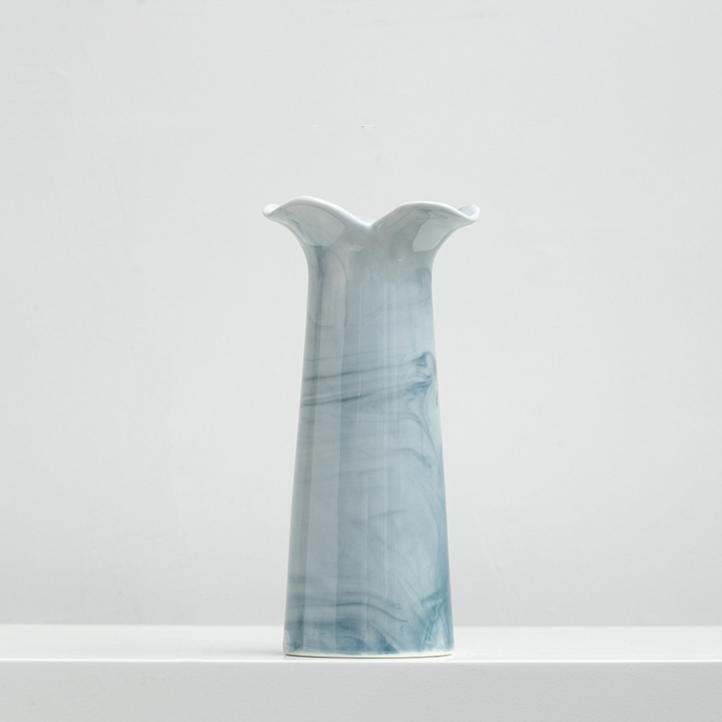Decorative Ceramic Vase with Wavy Flared Opening