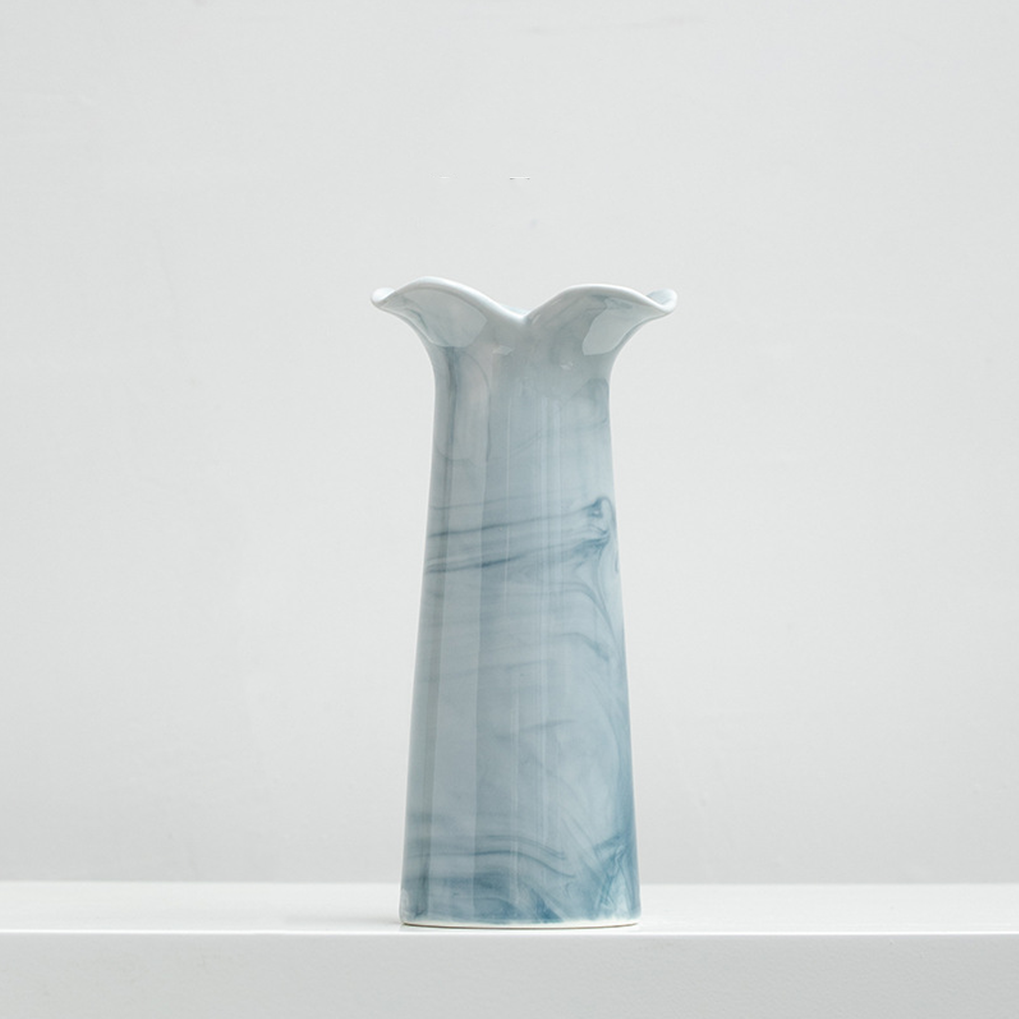 Decorative Ceramic Vase with Wavy Flared Opening