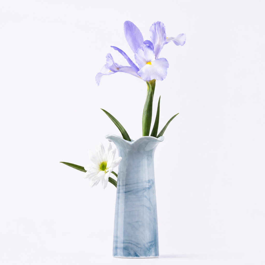 Decorative Ceramic Vase with Wavy Flared Opening