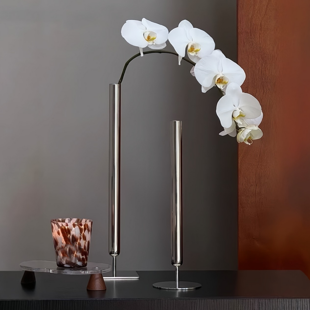 Minimalist Metal Flower Vase for Long Stem Arrangements