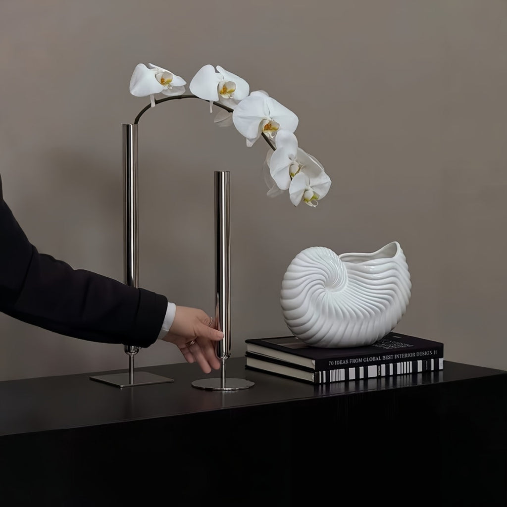 Minimalist Metal Flower Vase for Long Stem Arrangements