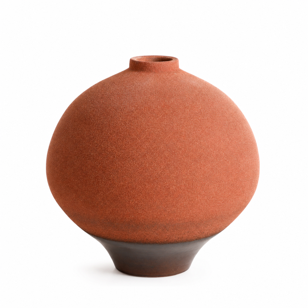 Decorative Terracotta Ceramic Vase with Narrow Opening