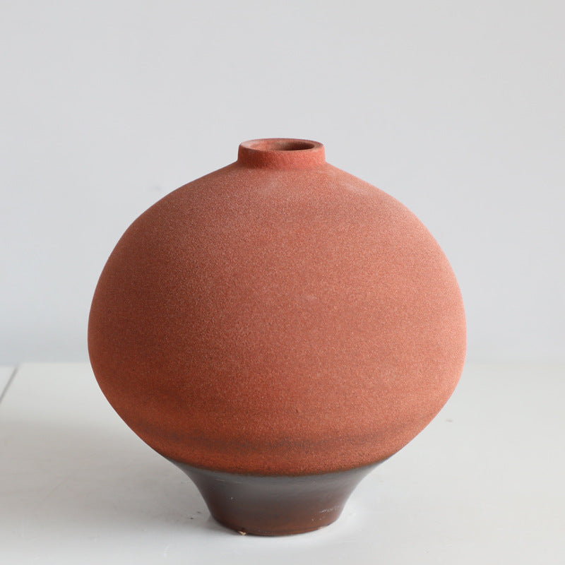 Decorative Terracotta Ceramic Vase with Narrow Opening